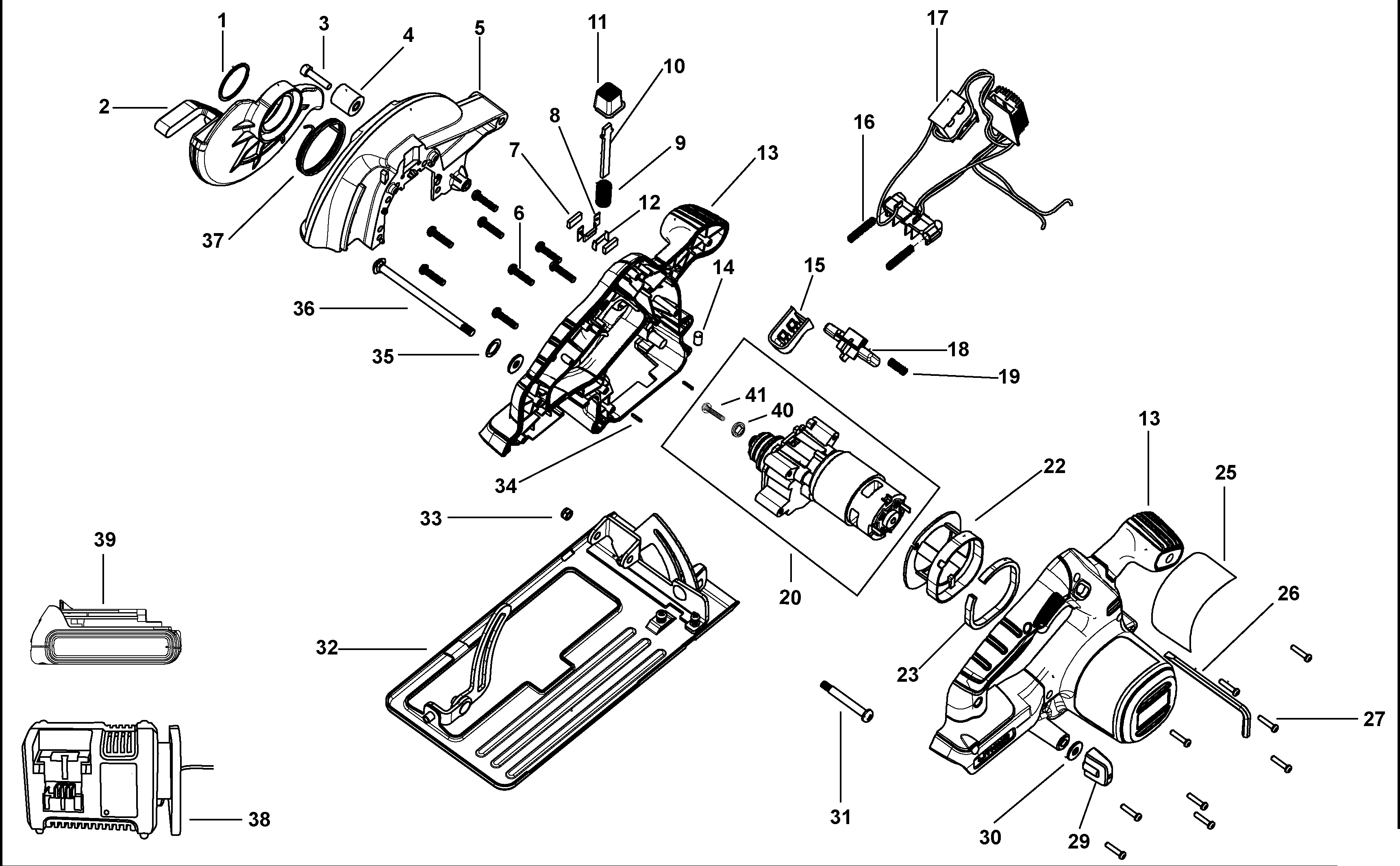 Black Decker BDCCS18 GB 18v 140mm Cordless Circular Saw Spare Parts Type 2